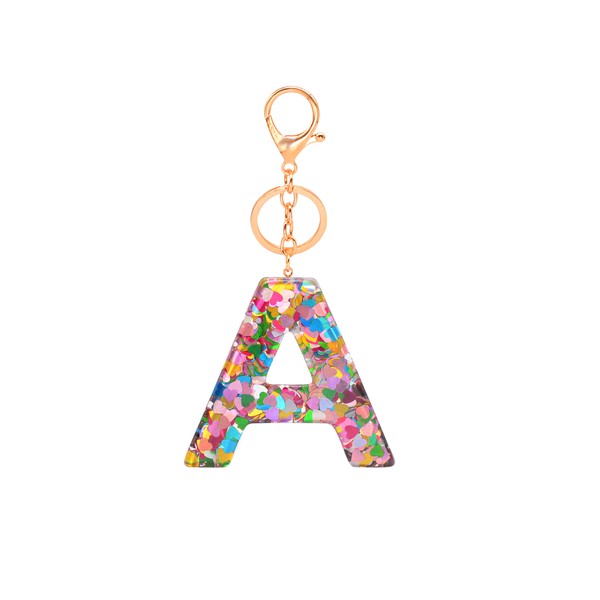 Initial Letter Sparkle Confetti Keychain