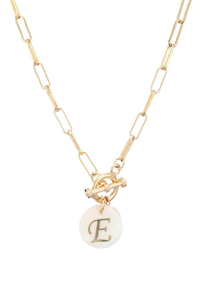 Shell Paper Clip Chain Letter Initial Necklace