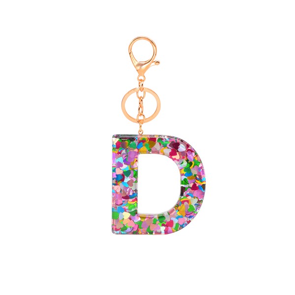 Initial Letter Sparkle Confetti Keychain
