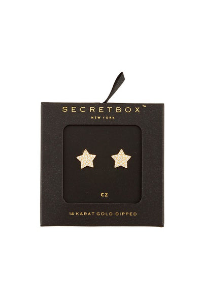 SECRETBOX Gold Dipped Rhinestone Star Cubic Earring