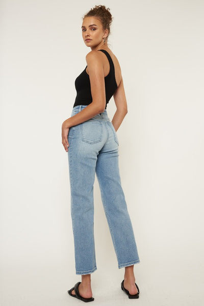 KanCan "Bethany" 90's High Rise Criss Cross Straight Jean