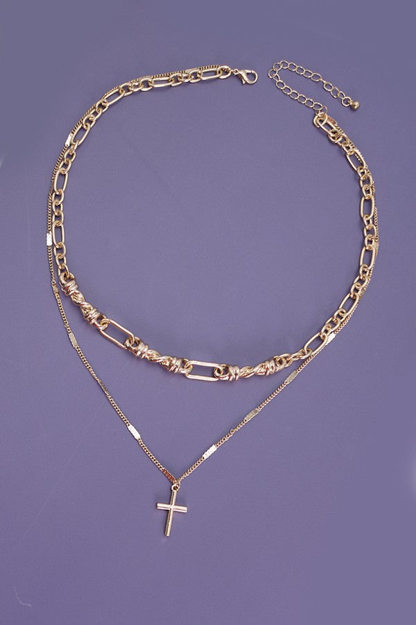 All That You Need Layered Cross Necklace