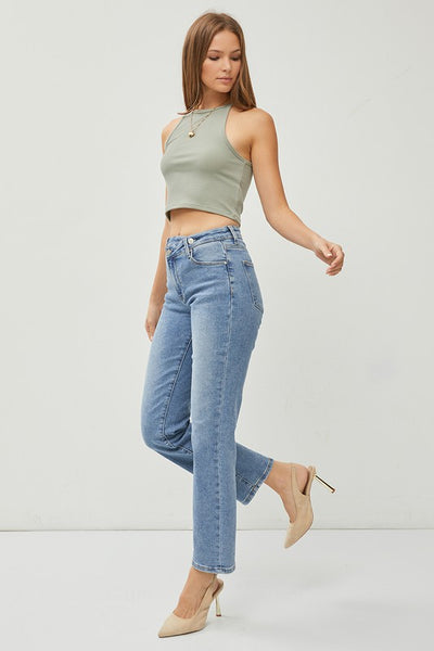 Risen "Hazel" High Rise Crossover Straight Jeans