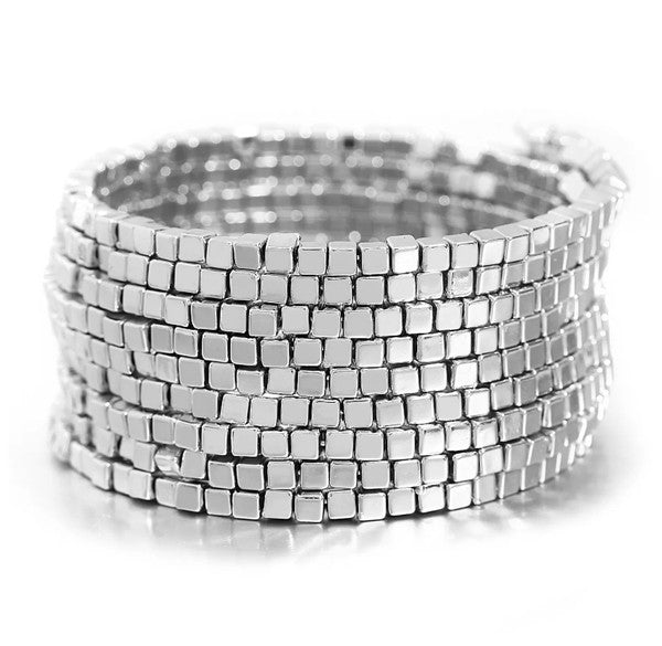 Square Metal Beads Multilayer Wrap Bracelet