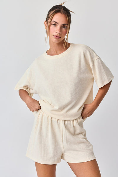 Effortless Days Textured Top And Short Set