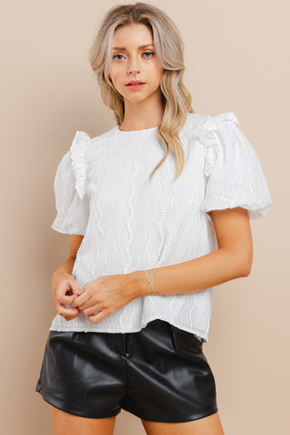 Be Right Back Textured Puff Sleeve Top