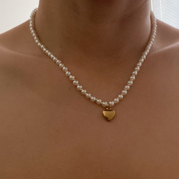 Ellison + Young Heart of Gold Pearl Necklace