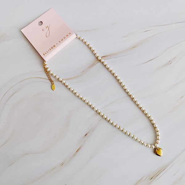 Ellison + Young Heart of Gold Pearl Necklace