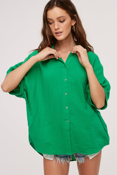 Take You Out Oversized Button Down Top