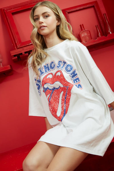 Rolling Stones Washed Graphic Print Dress