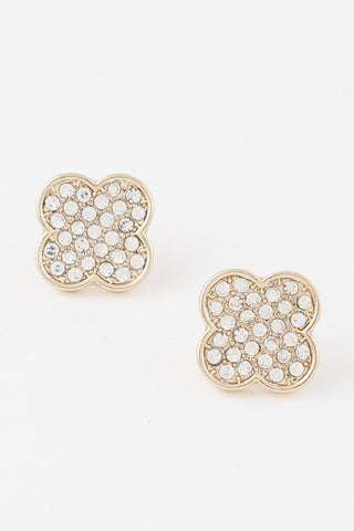 Jeweled Clover Stud Earrings