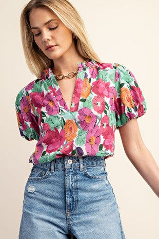 Feel The Beat Floral Print Top