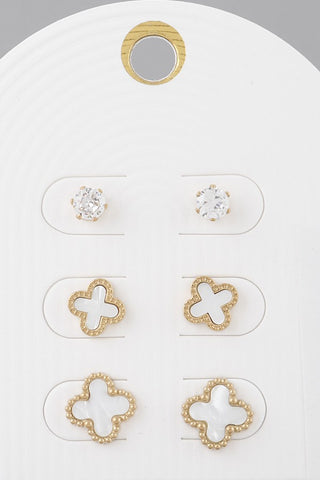 Multi Jewel Clover Earrings Set