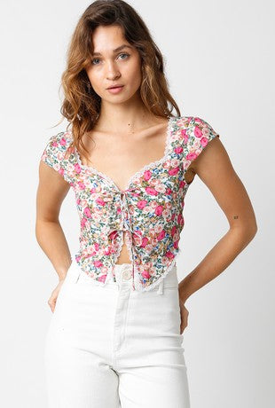 Have Mercy Floral Cap Sleeve Top