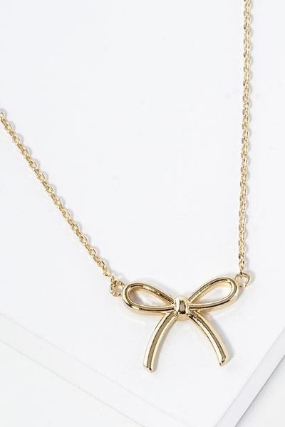 Gold Dipped Bow Charm Necklaces