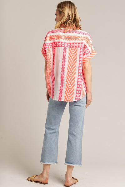 Can You Beat It Embroidered Button Down Top