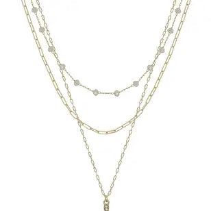 Slowly Drifting Gold Pave Cross Necklace