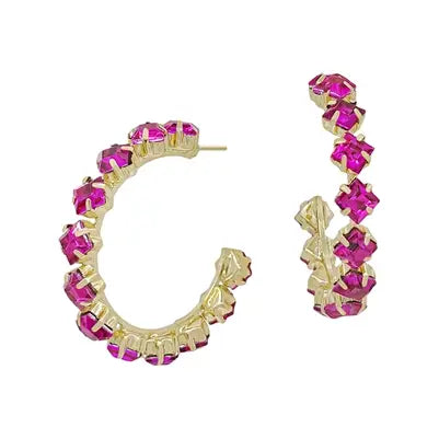 Pursue Your Passion Hot Pink & Gold Hoop Earrings
