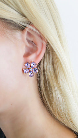 Rhinestone Flower Stud Earrings