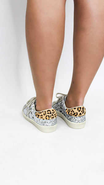 "Skylar" Silver Leopard Sneaker