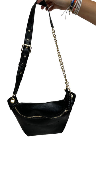 Twist Tassel Zipper Sling Chain Crossbody Bag