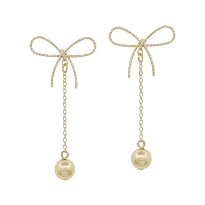 At This Time Gold Bow Drop Earrings