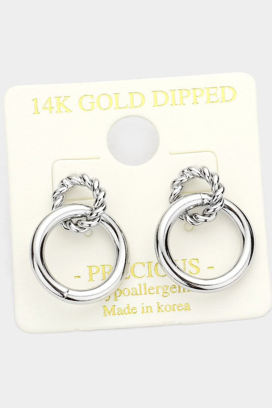 14K Gold Dipped Link Dangle Earrings