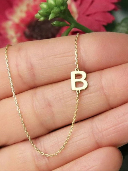 Tiny Stainless Steel Initial Letter Necklace
