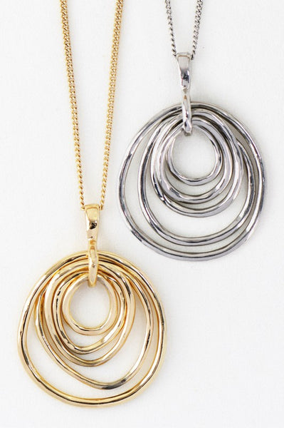 Plated Multi Circle Drop Necklace
