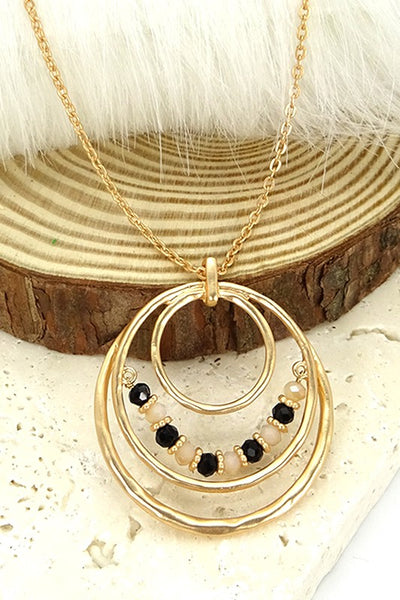 Triple Circle Necklace with Beads