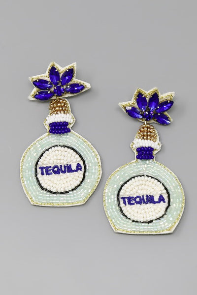 Tequila Bottle Seed Beaded Earrings