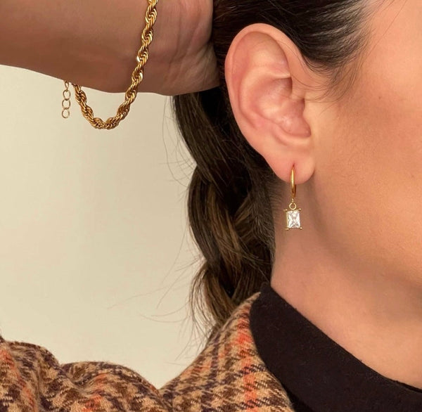 Ellie Vail "Chantel" Baguette Huggie Hoop Earring